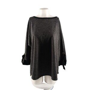 NWT CHARTER CLUB Two Tone Bow Sleeve Sweatshirt XXL(20-22) Rayon Blend Gray/BLK